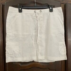 White linen cotton feminine cargo mini skirt Sonoma Lifestyle 12 EUC